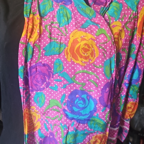 Colorful Floral Wide Leg Women's Pants - Picture 4 of 4